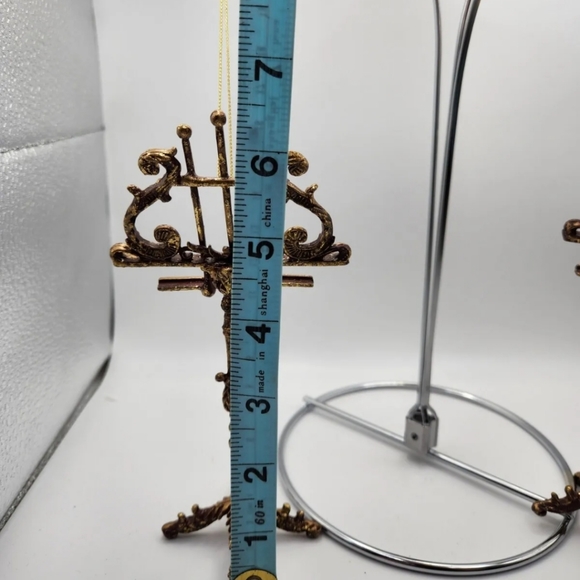 Christmas Ornament, Set of 2 music stands, Gold - Picture 6 of 8